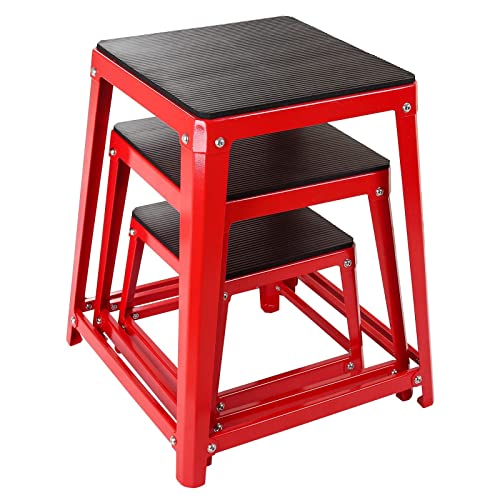 Plyometric Platform Boxes Fitness Steel Plyo Box Exercise Jump Box Step Up Plyometrics Box Jumping Agility Box For Exercise Fit Training Conditioning - color: Set of 3 Red