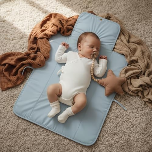 Portable Diaper Changing Pad - Soft and Easy to Clean Diaper Changing Mat for Babies - The Perfect Lightweight and Foldable Pad for Traveling - color: Blue