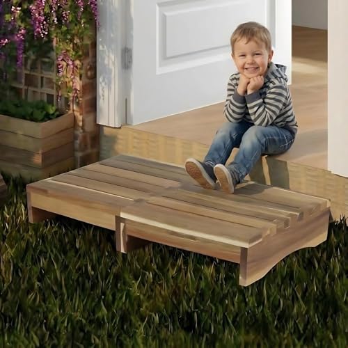 3.4” Height Wood Step Stool, Heavy Duty One-Step Foot Stool with No Slip Pads, 400 Lb Waterproof One Step Stool for Adults, Bathroom Sink Stepping, Balcony Plant Stand - size: 3.4 In Height