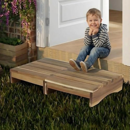 3.4” Height Wood Step Stool, Heavy Duty One-Step Foot Stool with No Slip Pads, 400 Lb Waterproof One Step Stool for Adults, Bathroom Sink Stepping, Balcony Plant Stand - size: 3.4 In Height