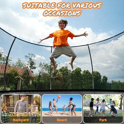 10FT 12FT 14FT 15FT 16FT Outdoor Trampoline with Enclosure Net, Heavy Duty Yard Trampolines, ASTM Approval Recreational Trampolines for Kids and Adults - size: 14FT