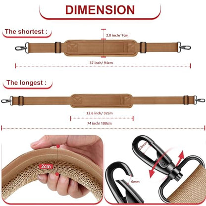 ZINZ 74" Shoulder Strap with Fixed Pad and Dual Balanced Buckles，Khaki - color: Khaki
