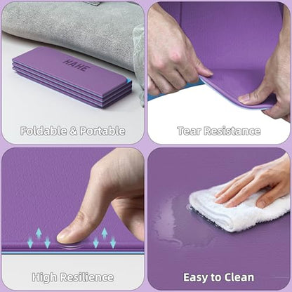 HAHE 7-Fold Design Extra Thick Yoga Mat 72"L x 24"W x 0.47",TPE Fitness Exercise Mats, Non-Slip Foldable Yoga Mat, High Density, Portable for Men & Women, Yoga, Pilates, Home Gym