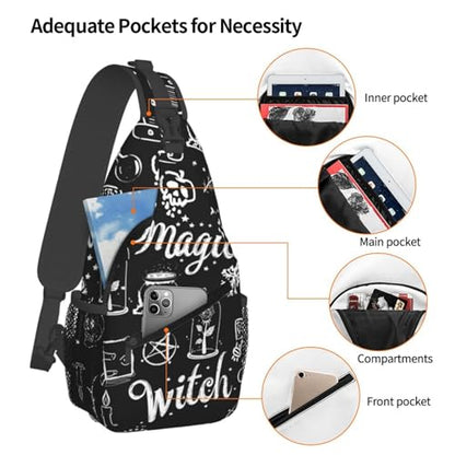 Witch Witchcraft Magic Pattern Outdoor Crossbody Shoulder Bag For Unisex Young Adult Hiking Bicycling - color: 17