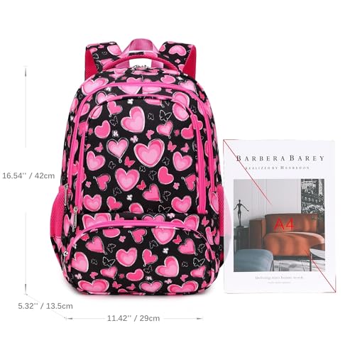 abshoo Lightweight School Backpack For Girls 6-8-10 Kindergarten Elementary Bookbag Kids School Bags (Heart) - color: Heart