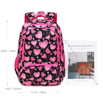 abshoo Lightweight School Backpack For Girls 6-8-10 Kindergarten Elementary Bookbag Kids School Bags (Heart) - color: Heart