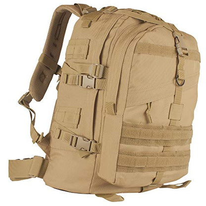 FOX OUTDOOR PRODUCTS Large Transport Pack | 37L Tactical Backpack with Compression Straps, Hydration Pocket & Modular Webbing - color: Coyote
