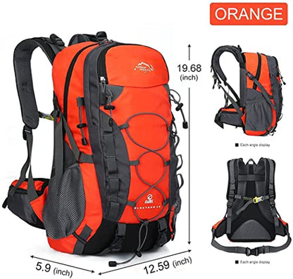 INOXTO lightweight Hiking Backpack 35L/40L Hiking Daypack with Waterproof Rain Cover for Travel Camping Outdoor Men and Women - color: 35l Orange