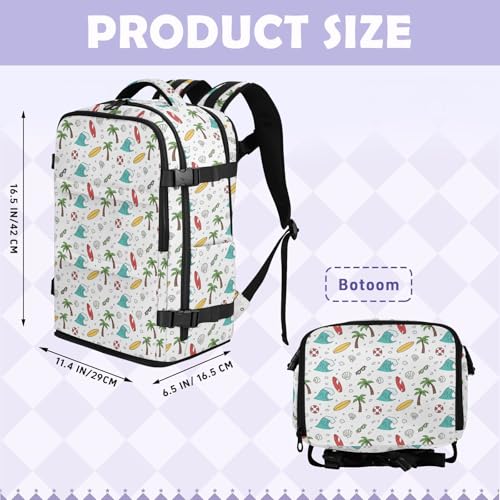 Travel Backpack with Shoe Compartment, 20L Large Capacity Laptop Backpack for Men Women, Summer Theme Daypack for Traveling Hiking Carry On