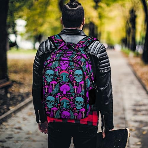 Large Capacity Travel Backpack Purple Leaf Trippy Mushroom Eye Skull, Carry On Anti Theft Laptop Backpack with Multi Compartments for Business Weekender Hiking - color: Pattern (269)