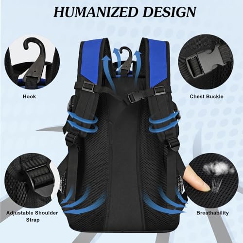 LARIPOP Basketball Backpack Large Basketball Bag with Ball Holder & Shoe Compartment for Adults Men Women - color: Blue