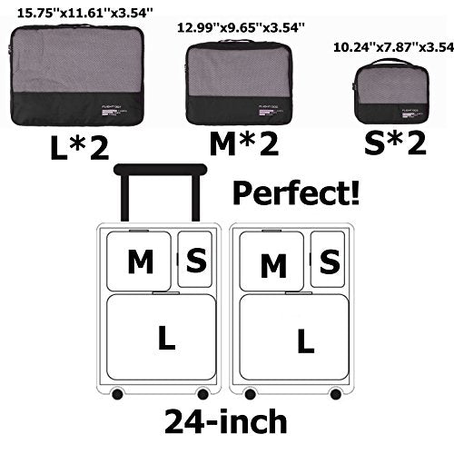 Packing Cubes Set Travel Luggage Organizers Suitcase Lightweight Accessories Black - color: Black
