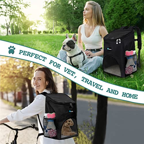 PetAmi Cat Backpack Carrier, Airline Approved Pet Carrier Backpack for Small Dogs and Large Cats, Soft Sided Collapsible Ventilated with Sherpa Bed for Hiking Travel, Max 18 lbs, Black - color: Black