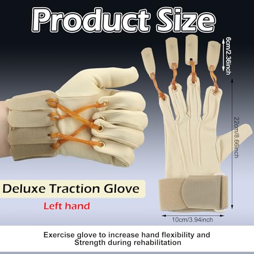 Cuffbow Deluxe Traction Exercise Glove Finger Flexion Exercise Glove for Handed Rehabilitation Increasing Strength Flexion of Joints and Fingers, Hand Exerciser, Small/Medium(Left) - color: Left