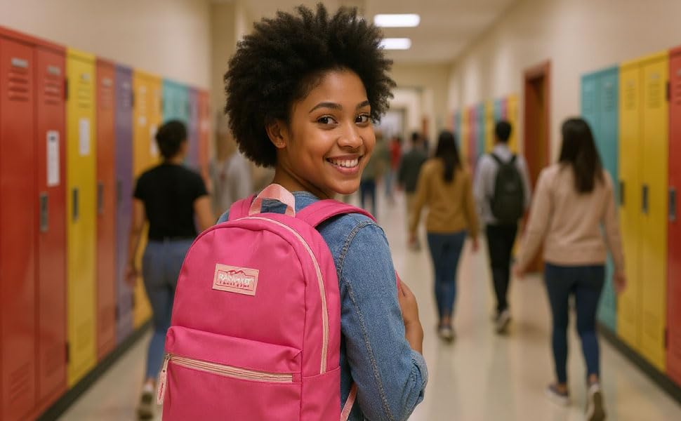 Trail maker Classic 17 inch Backpacks with Adjustable Padded Straps | School Backpacks for Girls, Boys (Pink) - color: Pink