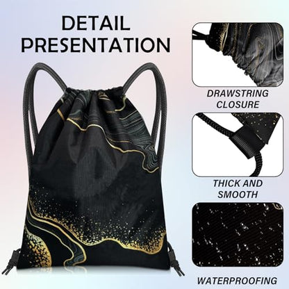 Drawstring Backpack Draw String Bag Sports Gym Bags Waterproof Cute Aesthetic Sackpack for Unisex Women Sports Beach Travel(13"×17")-Marble - color: Z13-marble