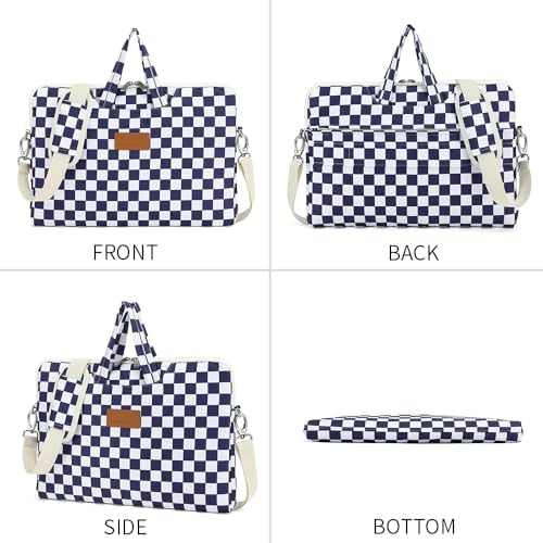 canvaslife Waterproof Pattern Resistant Laptop Shoulder Messenger Bag for Pro 16 inch and 15.6 inch-16 inch Laptop (Deep blue Checker) - color: Deep Blue Checker