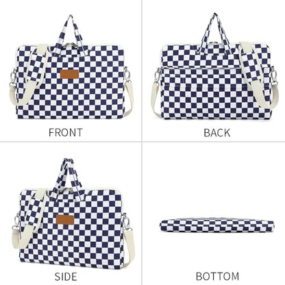 canvaslife Waterproof Pattern Resistant Laptop Shoulder Messenger Bag for Pro 16 inch and 15.6 inch-16 inch Laptop (Deep blue Checker) - color: Deep Blue Checker