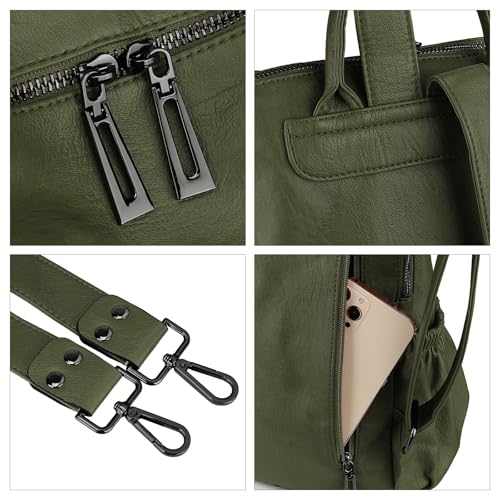 Uromee Backpack Purse for Women Vegan Leather Ladies Fashion Travel Tassel Shoulder Bag Convertible Green bag - color: 0243 Green 2