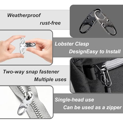 Zipper Clips Anti Theft, Double Opening Small S Carabiner, Zipper Pull Replacement, for Backpack Purse Luggage Suitcase - color: Silver + Gray + Black