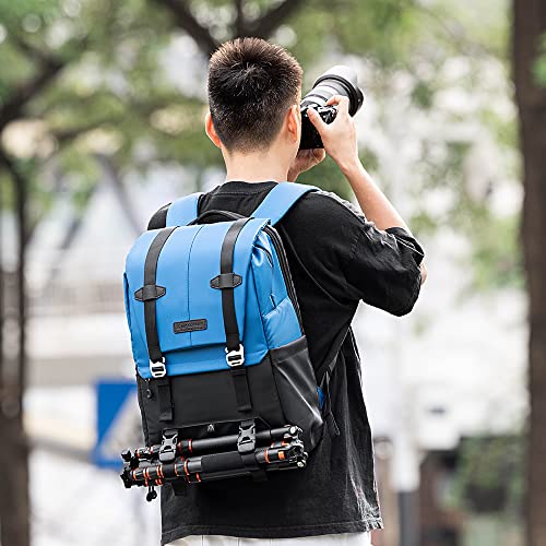 K&F CONCEPT Camera Backpack, Camera Bags for Photographers Large Capacity Camera Case with Raincover,15-15.6 Inch Laptop Compartment Compatible for Canon/Nikon/Sony/DJI Mavic Drone(Backpack 20L) - color: 05-blue