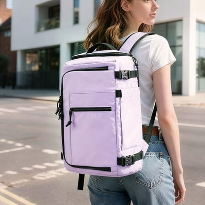 Carry On Travel Backpack Flight Approved Laptop Backpack Business Work Backpack for Women Men Large Capacity Casual Daypack with Wet/Dry Separation Pockets, Purple - color: Purple, style: B