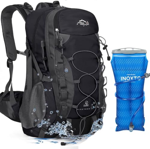 INOXTO lightweight Hiking Backpack 35L/40L Hiking Daypack with Waterproof Rain Cover Camping Backpack for Travel Camping Outdoor for Men and Women (40L Black) - color: 40l Black