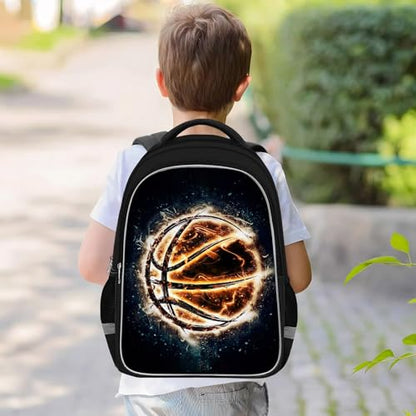 TILYTADLY School Backpack for Boys - Basketball Boys Backpack for Kids Children Teens Elementary Middle School - Students Bag for Ages 6-18,17″Bookbag Multifunctional Large Capacity - color: Basketball-05-backpack Only