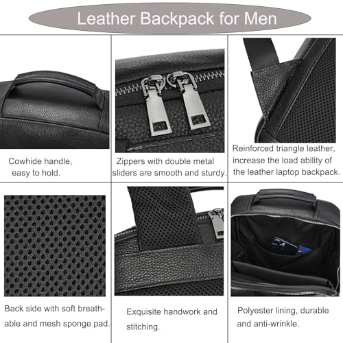 LUUFAN Genuine Leather Shoulder Bag Men Women Casual Backpack Slim Daypack Laptop Rucksack Business Travel Outdoor Bag - color: Style A-8019h