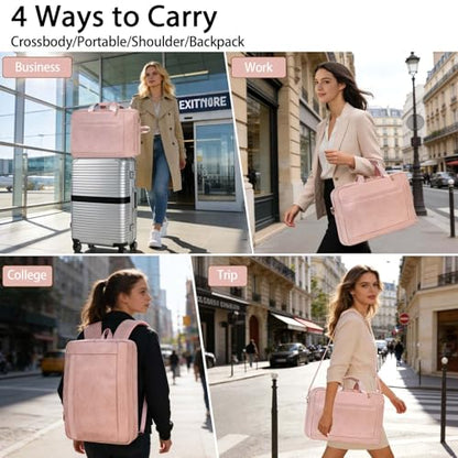 Stuery Faux Leather Messenger Bag for Men 17-17.3 Inch: Laptop Bag Briefcase Computer Handbags Shoulder Crossbody Bag with Padded Laptop Sleeve for Work College Travel, PU Pink - color: Pu Pink