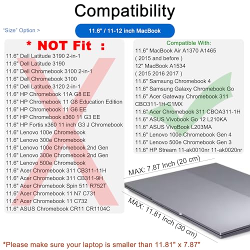 CCPK 11.6 inch Laptop Case Compatible with 12 inch MacBook Air 11 inch ASUS Vivobook Go Lenovo 100e Gen 4 Acer Gateway Chromebook 311 Computer Accessories Bag Sleeve Cover Carrying Case 11 inch, Mint - color: Mint Green, size: 11.6" / Old 11-12 Inch MacBo