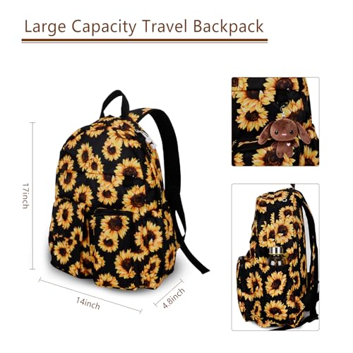 Women's Water-resistant Daypack Backpack, 15.6 Inch Laptop Compartment & Anti-Theft Pocket, Adjustable Padded Straps for Commuting, Travel, Work, College, Sunflower - color: Sunflower