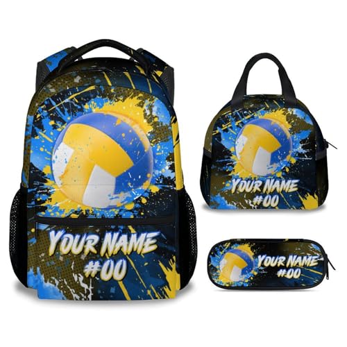 COZYAURA Backpacks for School - Personalized Volleyball Backpacks Set for Girls Teens - Kids Bookbag for Elementary Middle School - Custom Sports Theme Back Pack with Lunch Box - color: Style-6