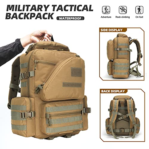 Lovelinks21 Hiking Trekking Rucksack Military Hiking Backpack 3 Day Molle Assault Pack Waterproof EDC Bag for Outdoor - color: Khaki-2