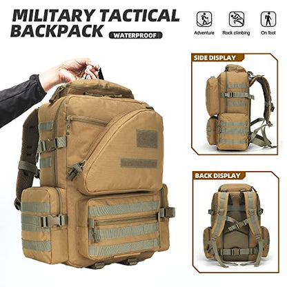 Lovelinks21 Hiking Trekking Rucksack Military Hiking Backpack 3 Day Molle Assault Pack Waterproof EDC Bag for Outdoor - color: Khaki-2