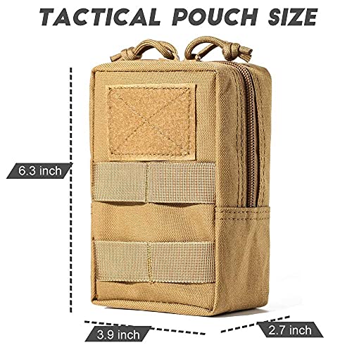 Upgraded Sports Water Bottles Pouch Bag, Tactical Drawstring Molle Water Bottle Holder Tactical Pouches, Travel Mesh Water Bottle Bag Tactical Hydration Carrier - color: Tan-3Pouch