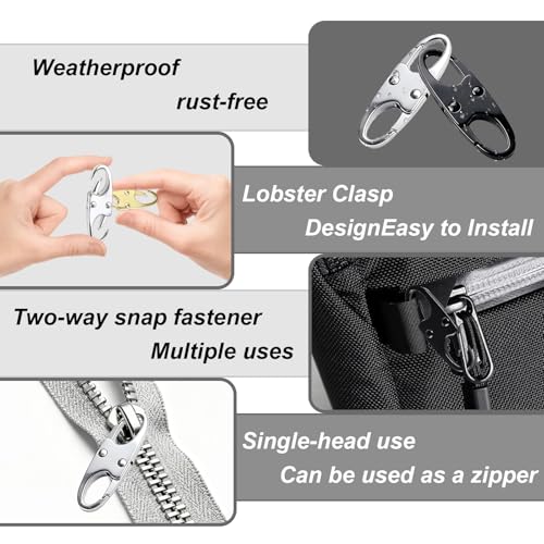 Zipper Clips Anti Theft, Double Opening Small S Carabiner, Zipper Pull Replacement, for Backpack Purse Luggage Suitcase - color: Silver + Gray