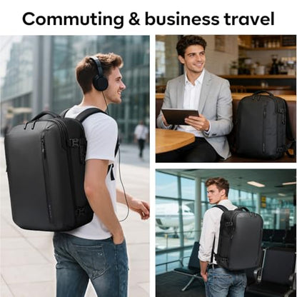 BANGE Travel Backpack with 15.6 Inch Laptop Compartment & TSA Lock for Men and Women, Water-Resistant Large Carry-On, Flight Approved,Black - style: Without Vacuum