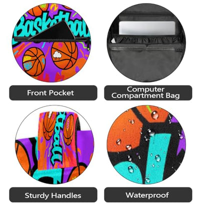 School Backpack Travel Bag for Men & Women, Basketball Lightweight Boys Girls Bookbag Daypack Fits 15.6 Inch Laptop for College Students, Middle High School, Teens