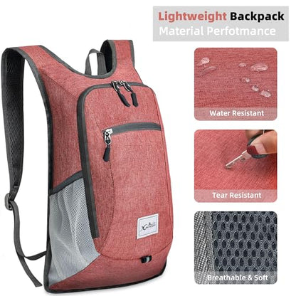 Xgunion Hiking Backpack 10L Small Travel Lightweight Daypack Foldable Hiking Packable Camping Hiking Backpacks for Women Men (Red) - color: Red