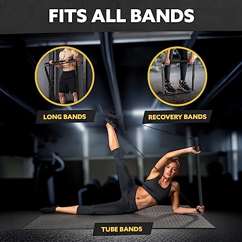 Tribe Lifting Resistance Band Bar - Portable Steel Workout Bar for Resistance Bands - Adjustable 38 to 26 Inch - Straight Bar Attachment for Cable Machine and Home Gym Exercises