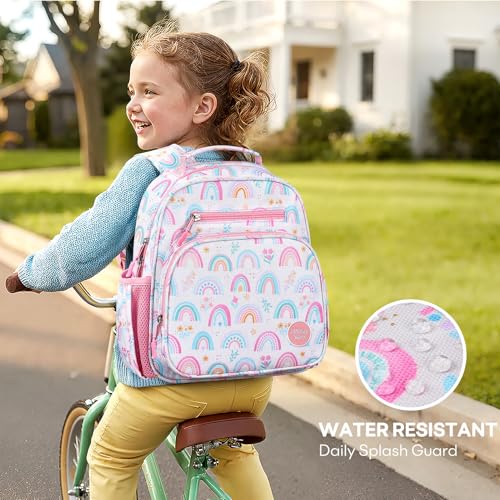 mibasies Toddler Backpacks for Girls 2-4: Little Kid Bookbag for Preschool Prek Daycare Rainbow White - color: Rainbow White, style: Toddler-12"h(not Fit Folder)
