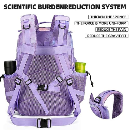 Military Tactical Assault Backpack - 45L 3 Day Assault Pack with MOLLE Waterproof Rucksack - color: Purplestars