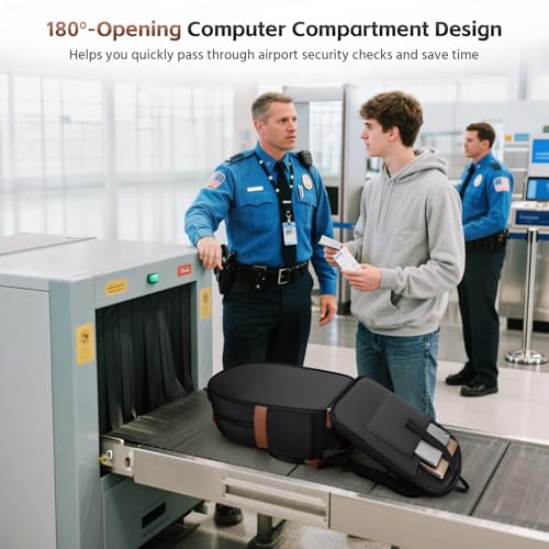 RealCool 15.6-17.3" Laptop Backpack, 31L Water Resistant Travel Bag | Independent frame opening, lightweight ,multi-compartments, ergonomic padded straps, luggage belt, for School,Business Trip - color: Black