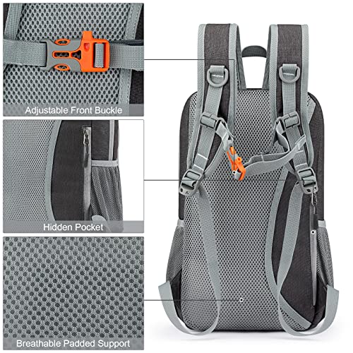 G4Free Mini 10L Hiking Daypack Small Hiking Backpack Cycling Compact Shoulder Backpack Outdoor for Men Women(Dark Grey) | Small Lightweight Cycling Walks Daypack, with Reflective Strap, Compact, Water-Repellent, Tear-Resistant Polyester Material - color: