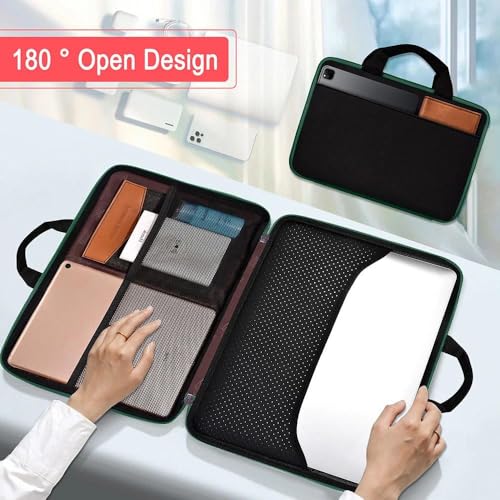 Hseok Laptop Case 13.3-14 inch Sleeve, TSA Computer Handbag Water-Resistant and Shockproof Bag Compatible with MacBook Pro/Neo 14", Mac Air/Pro 13.3" and 13"-14" Notebooks Chromebooks,Black-Green - color: Black-green