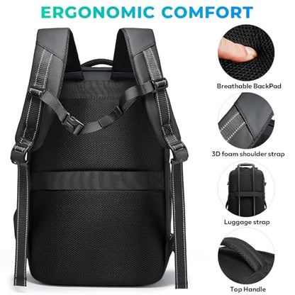 BANGE Travel Backpack with 15.6 Inch Laptop Compartment & TSA Lock for Men and Women, Water-Resistant Large Carry-On, Flight Approved,Black - style: Without Vacuum
