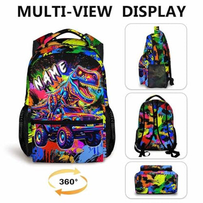 School Backpack for Boys Personalized Dinosaur Backpacks for Toddler Kids, Custom Bookbag Cool Back Pack for Preschool Kindergarten Elementary Primary - color: Blue