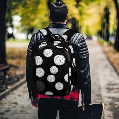 Backpack Volleyball Black And White, Lightweight Water Resistant Casual Daypack for Travel Commute and Hiking - color: Pattern (353)
