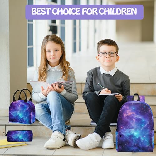 Galaxy 3PCS Backpack for Boys Girls, Kids Back to School Backpack Set with Lunch Box Pencil Case, 17 Inch Lightweight Bookpack 3 in 1 Set for Teens Elementary Middle High School Students - color: Galaxy